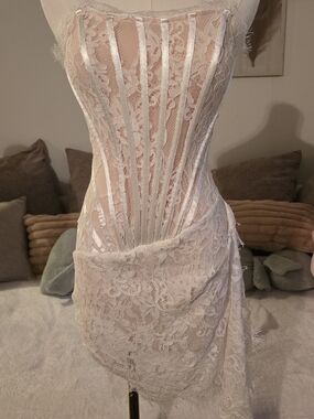 White Lace Corset Mini Dress